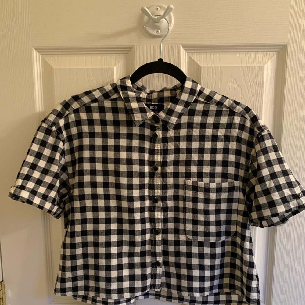 BDG Urban Outfitters Black & White Gingham Crop TShirt Size M